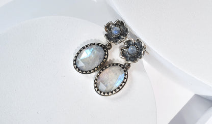 Flower Earrings with Large Amethysts