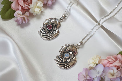 Silver Phoenix Pendant with Moonstone