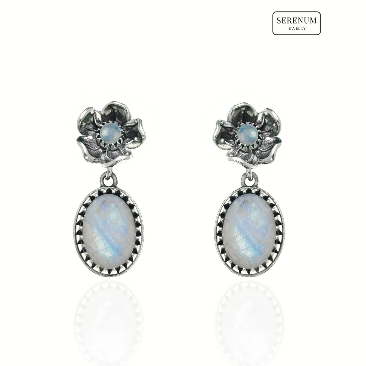 Flower Earrings with Large Amethysts