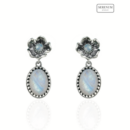 Flower Earrings with Large Amethysts