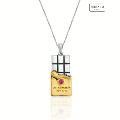 18k Gold and Silver Chocolate bar pendant
