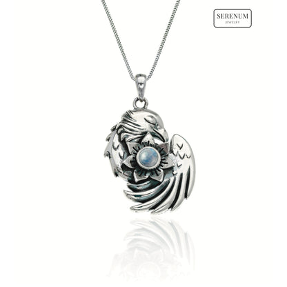 Silver Phoenix Pendant with Moonstone