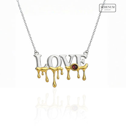18k Gold and Sterling Silver Love Necklace