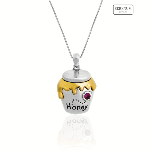 18k Gold and Silver Honey jar pendant