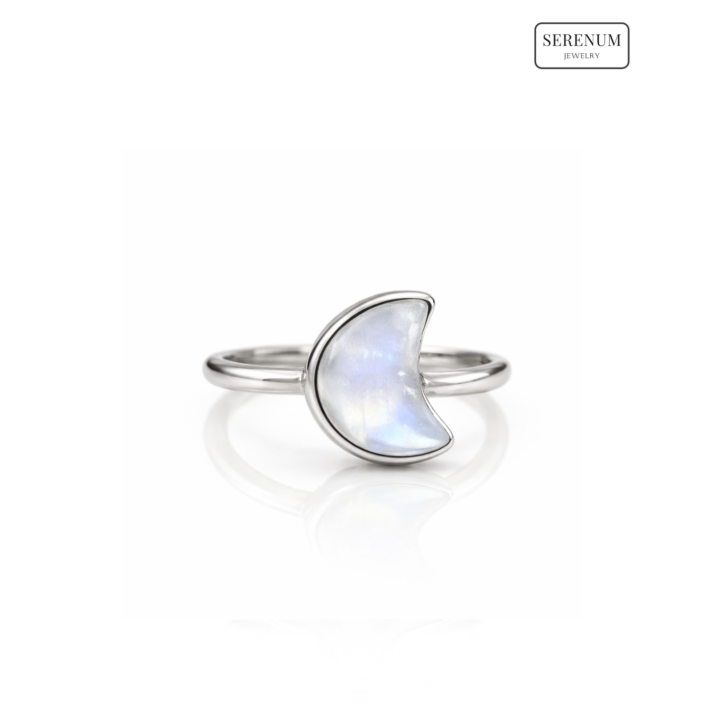 Silver Moonstone Magical Moon Crescent ring