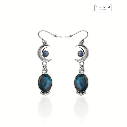 Celestial Moon Drop Earrings with Moonstones
