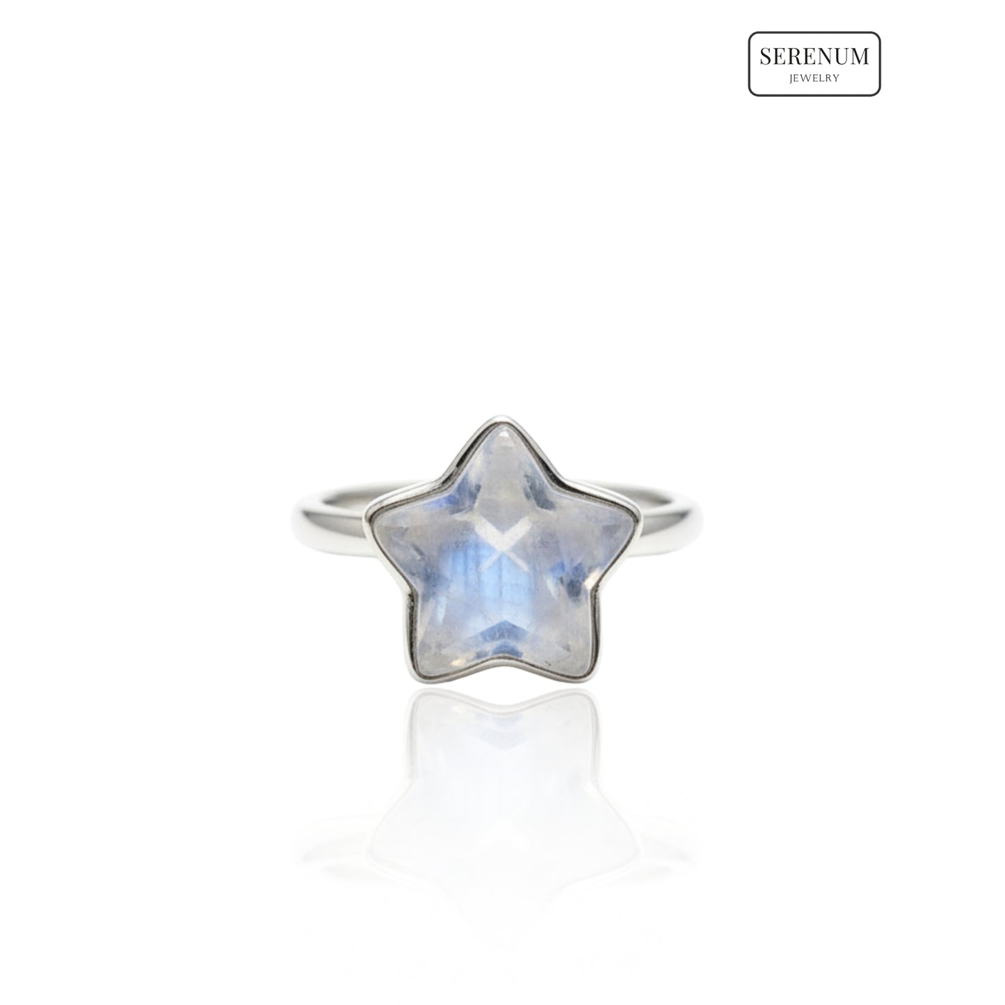 Silver Moonstone Dainty Star ring