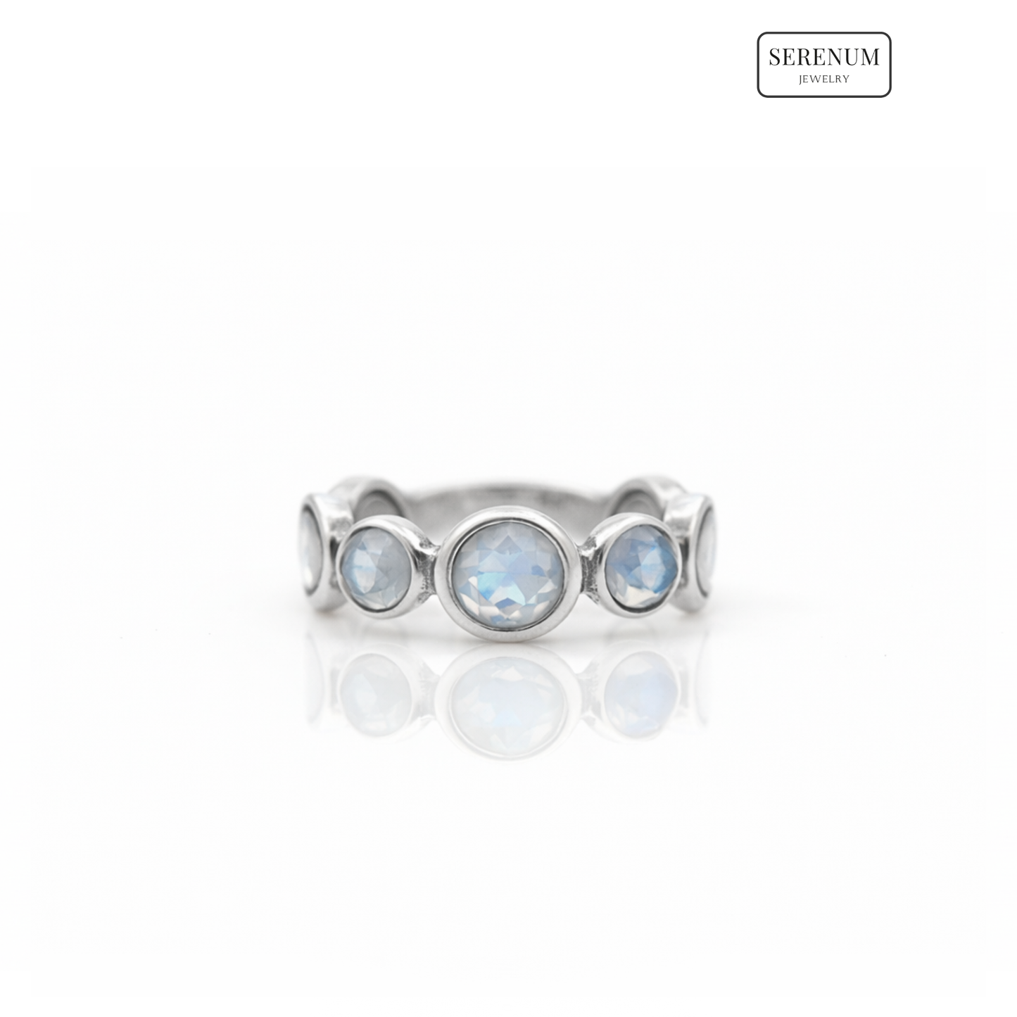 925 Sterling Silver Aura Ring with Moonstones