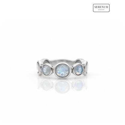 925 Sterling Silver Aura Ring with Moonstones
