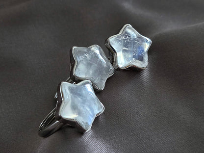 Silver Moonstone Dainty Star ring