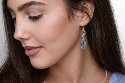 Celestial Moon Drop Earrings with Moonstones