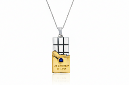 18k Gold and Silver Chocolate bar pendant