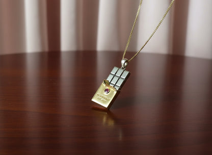18k Gold and Silver Chocolate bar pendant
