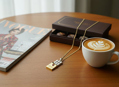 18k Gold and Silver Chocolate bar pendant