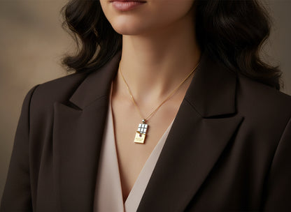 18k Gold and Silver Chocolate bar pendant