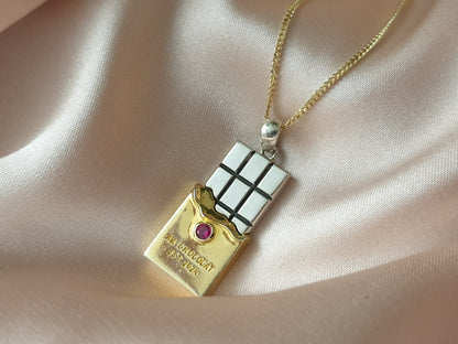 18k Gold and Silver Chocolate bar pendant