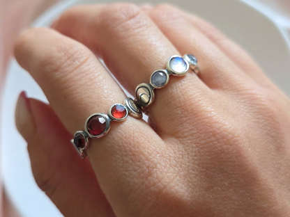 925 Sterling Silver Aura Ring with Moonstones