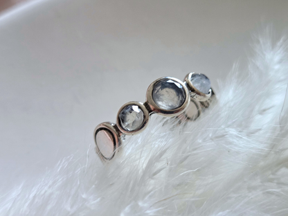 925 Sterling Silver Aura Ring with Moonstones