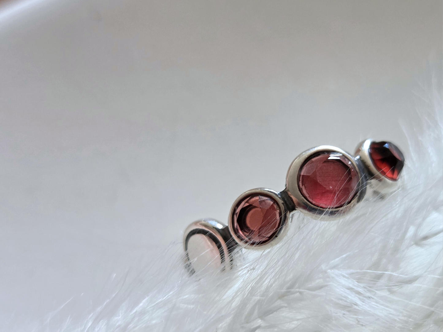 925 Sterling Silver Aura Ring with Garnets