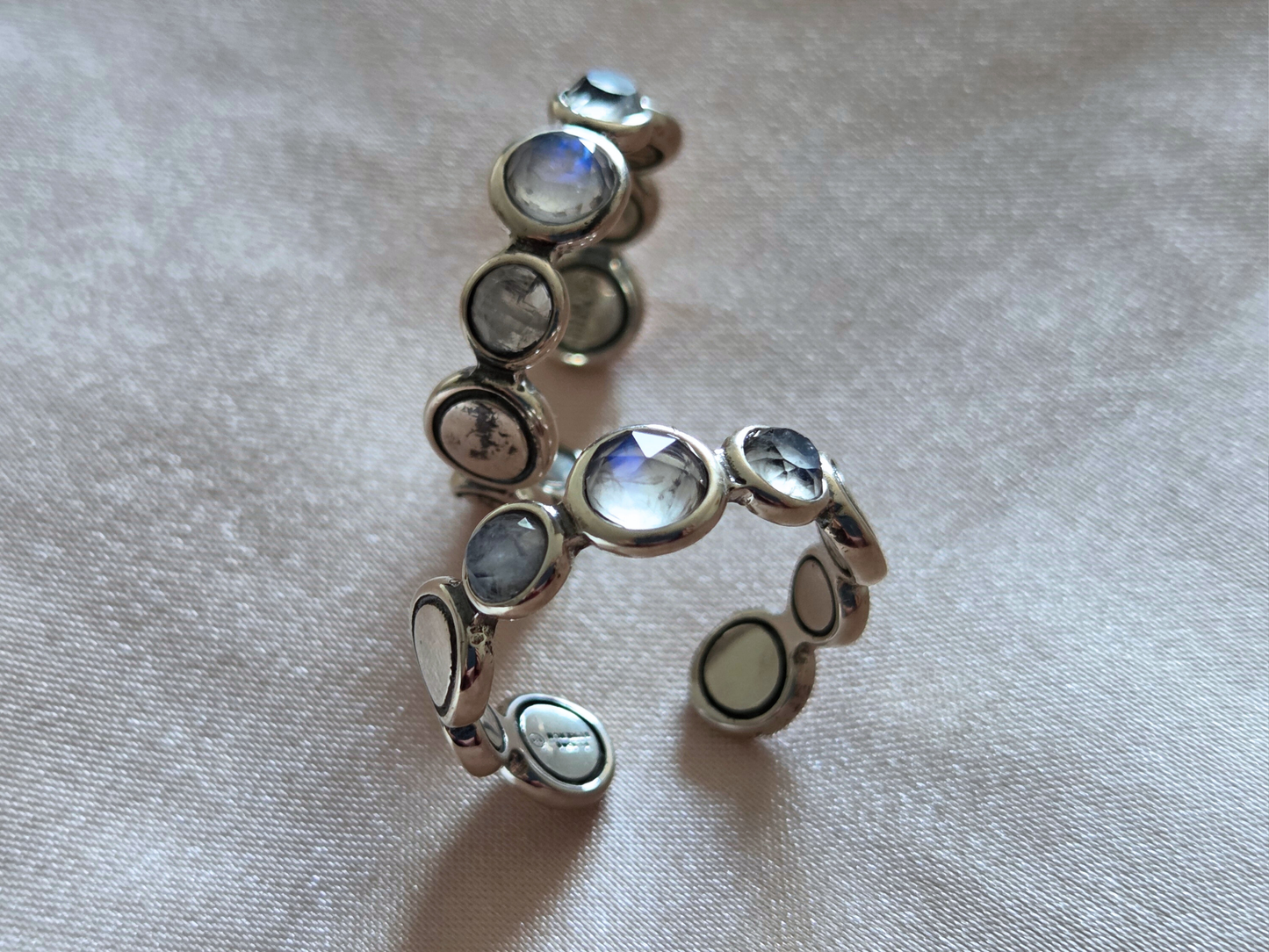 925 Sterling Silver Aura Ring with Moonstones