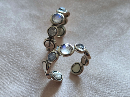 925 Sterling Silver Aura Ring with Moonstones