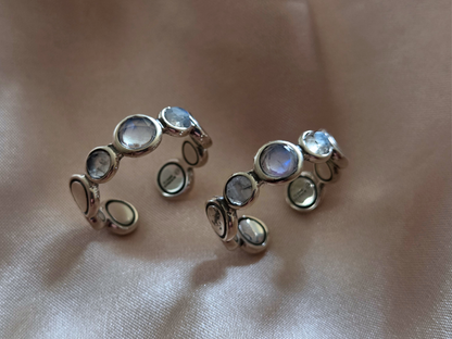 925 Sterling Silver Aura Ring with Moonstones