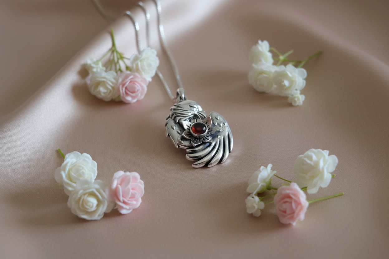 Silver Phoenix Pendant with Moonstone