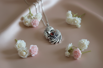 Silver Phoenix Pendant with Moonstone