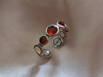 925 Sterling Silver Aura Ring with Garnets