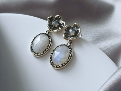 Flower Earrings with Large Amethysts