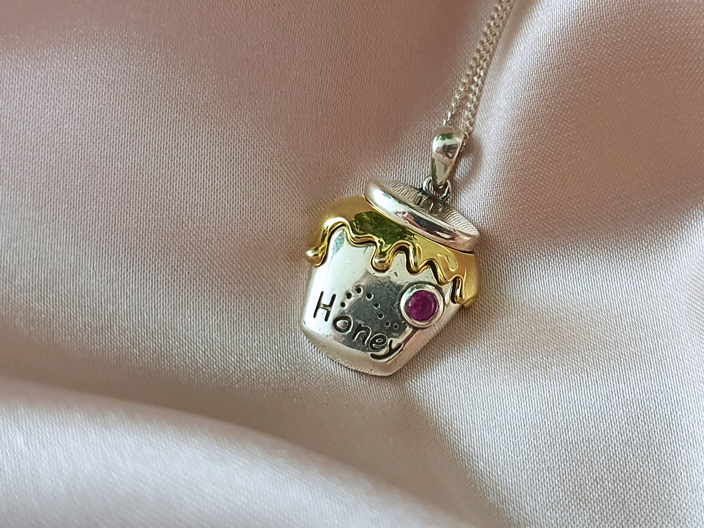 18k Gold and Silver Honey jar pendant