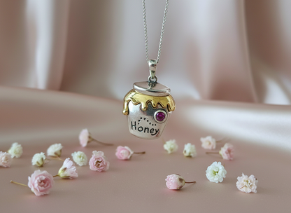 18k Gold and Silver Honey jar pendant