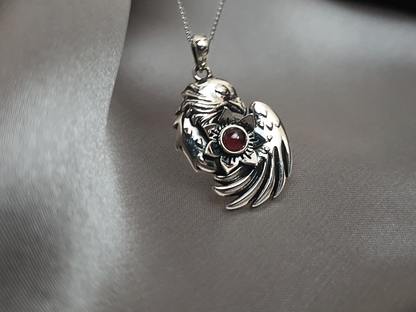 Silver Phoenix Pendant with Moonstone