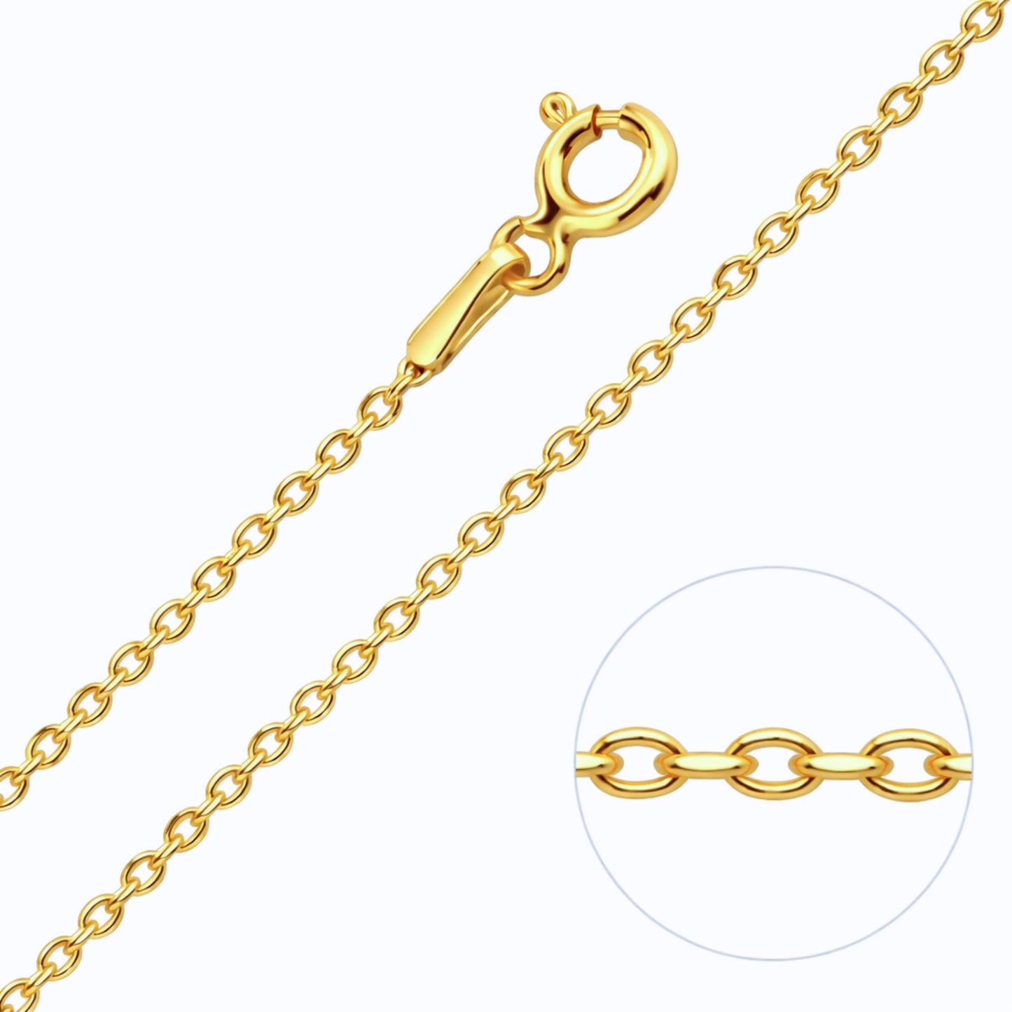 18k Gold plated Silver 1.2mm Diamond Cut Trace Chain Necklace