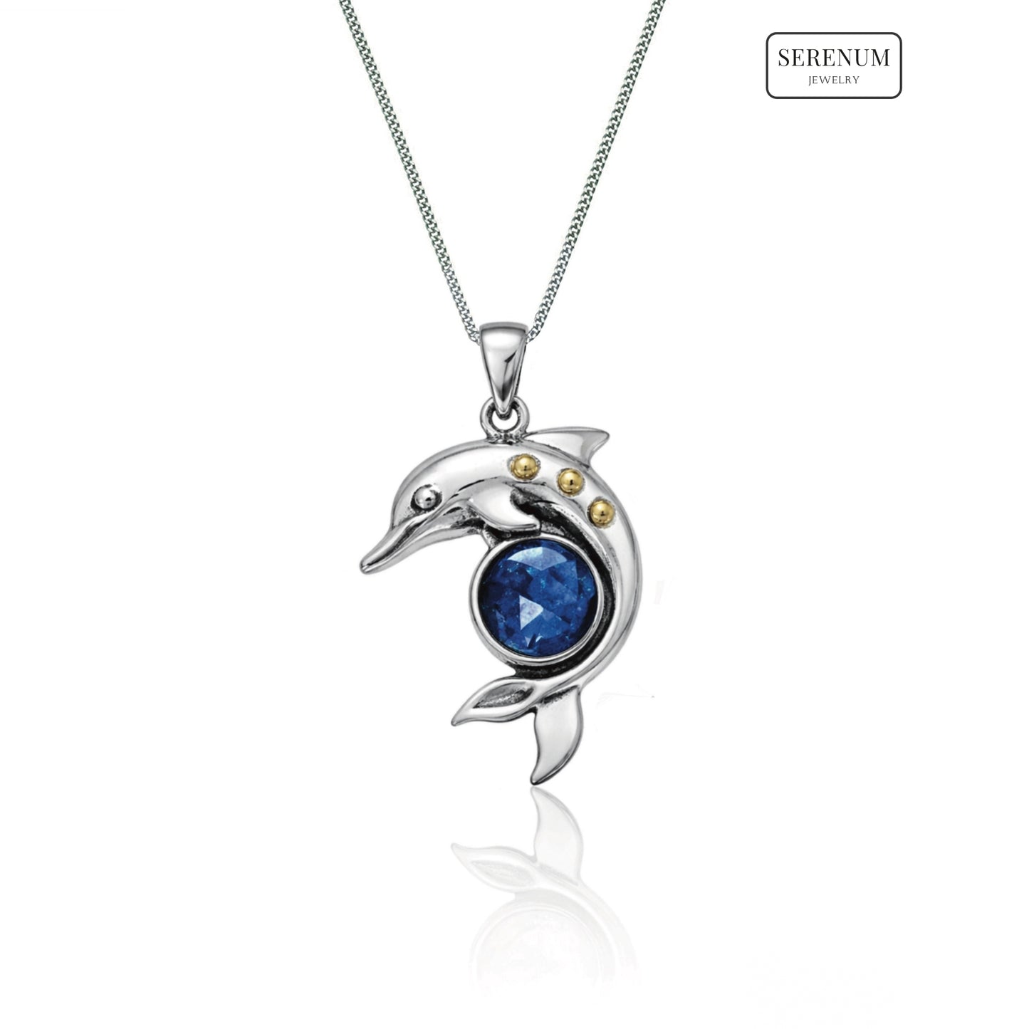 Silver Dolphin Pendant with Kyanite