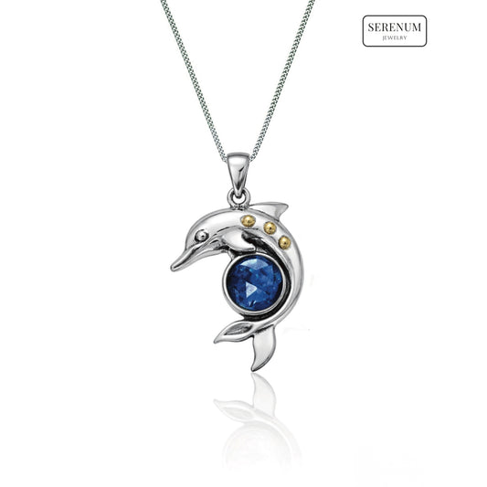 Silver Dolphin Pendant with Kyanite
