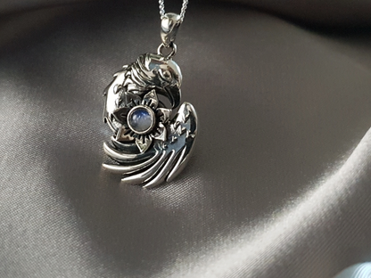 Silver Phoenix Pendant with Moonstone