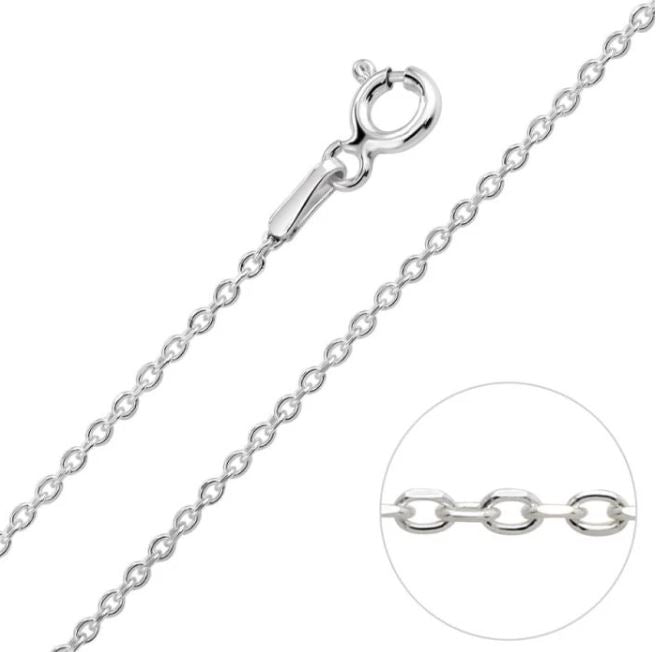 Sterling Silver 1.2mm Diamond Cut Trace Chain Necklace